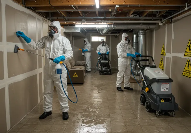 Basement Moisture Removal and Structural Drying process in Pearl River, LA